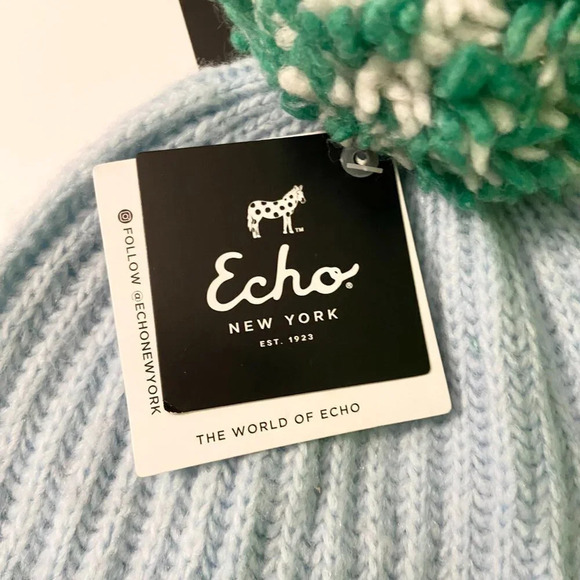Echo New York Womans Ribbed  Pom Pom Hat Winter Hat With Tags - Picture 3 of 12